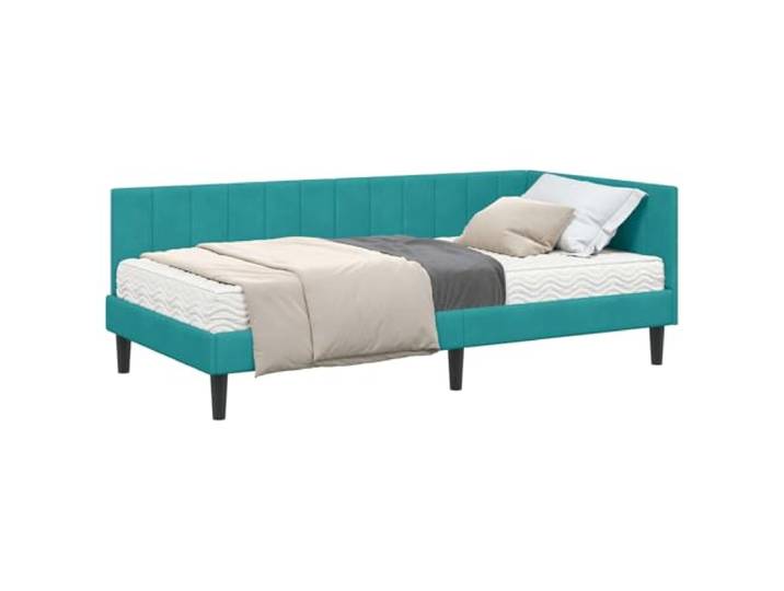PUGYNBK Eck-Bettgestell mit Matratze, 2 Stück, Tuquesa Samt, Massivholz, mittlere Festigkeit, platzsparend, Verwendung als Sofa