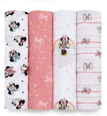 aden + anais aden+anais essentials Disney Baby 4-Pack 100% Cotton Muslin Swaddle Blankets