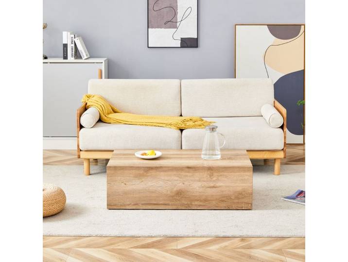 Table Basse Rectangulaire En MDF Aspect Bois Table De Salon Moderne FloraGrace Pour Salon Et Séjour Sans Montage 90x50x30cm