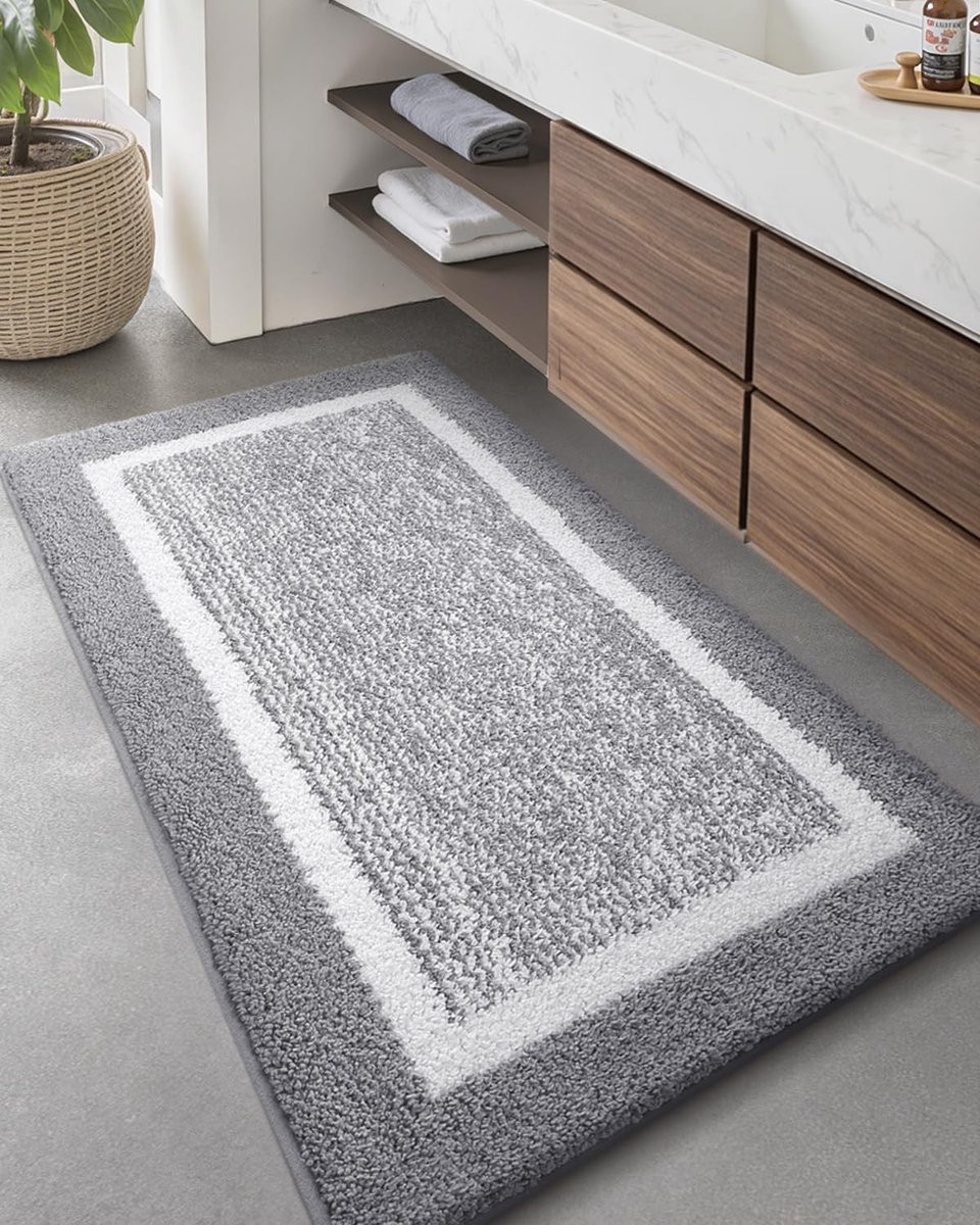 Merkloze Microvezel Badmat Antislip en Wasbaar - Grijs - 60 x 110 cm