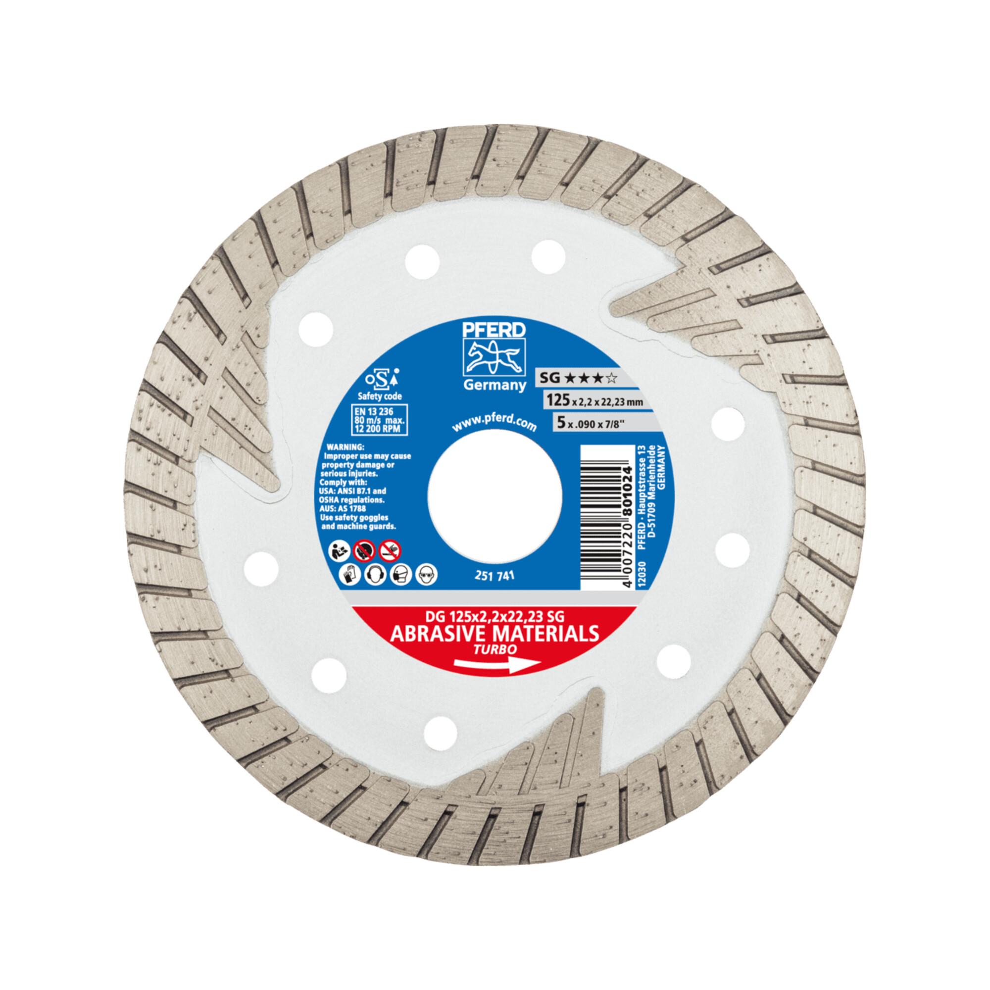 PFERD TOOLS Diamant-Trennscheibe DG 125x2,2x22,23 mm SG z. Trennen v. Stein/Beton,hohe Schnittqualität (68000022)