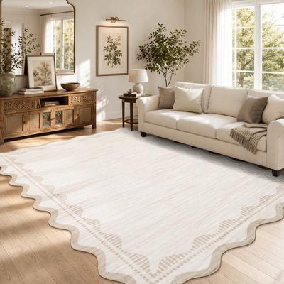 Garvee Modern Scalloped Border Area Rugs for Living Room Bedroom