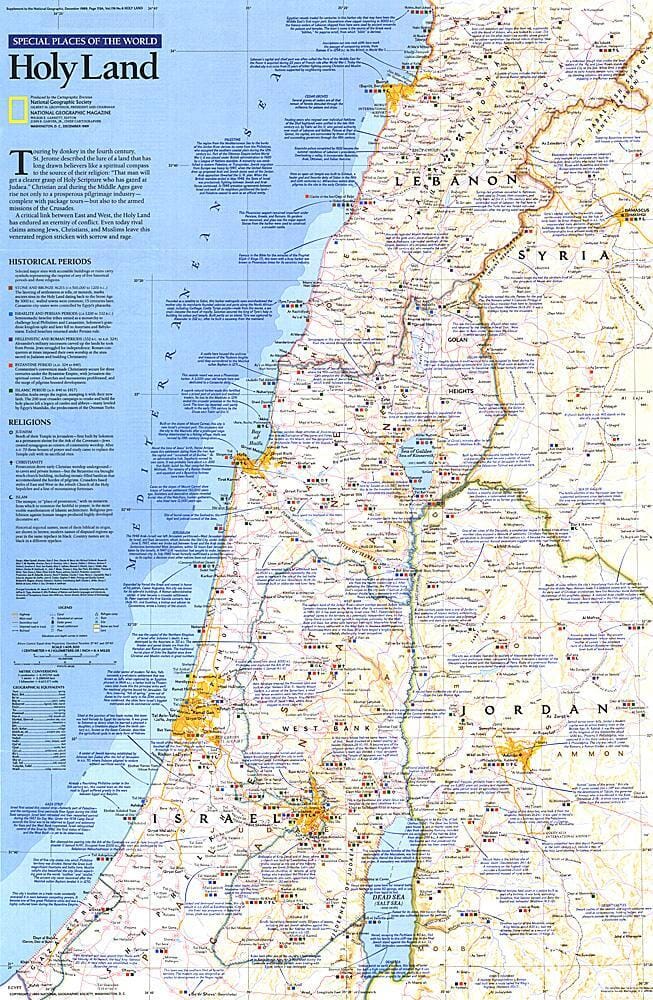 National Geographic Historic POD 1989 Lieux spéciaux du monde, Carte de la Terre Sainte