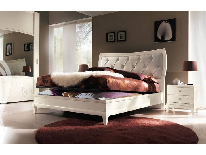 JVmoebel Bett Elegantes Holz-Doppelbettgestell im modernen Weiß aus Italien (1-tlg), Made in Europa