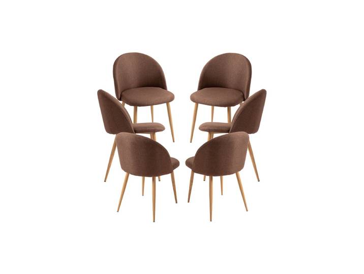 6er Set Vint Stoff Stühle - Braun