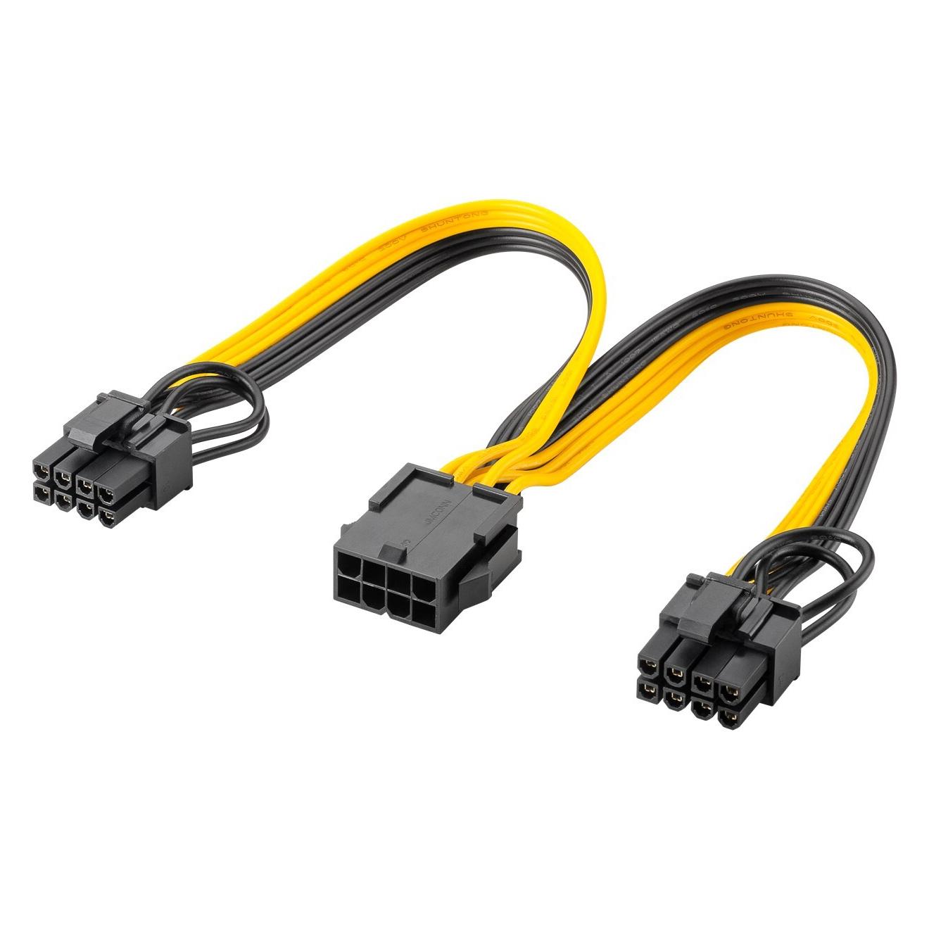 Goobay Netzteil-Kabel 8-Pin-Buchse auf Dual 6+2-Stecker für PCIe (23 cm, 8 pin EPS) (60000)