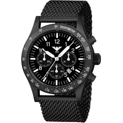 KHS PLABSSC.MB Herrenuhr Platoon Solar Chronograph Meshband Schwarz