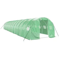 Helloshop26 - Gewächshauszelt für Pflanzen Blumen und Gemüse mit Stahlrahmen 42 m2 14 x 3 x 2 m grün 02_0044592