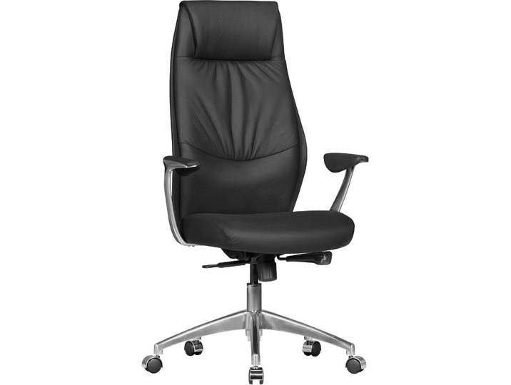 Amstyle Bürostuhl OXFORD 1 Echt-Leder Schwarz Schreibtischstuhl 120KG Chefsessel mit Synchronmechanik Drehstuhl ; SPM1.141