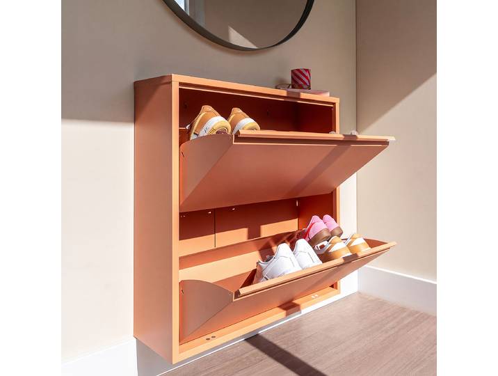 Schuhkipper Billy mit 2 Klapptüren 75 x 78 x 23cm Orange/Apricot