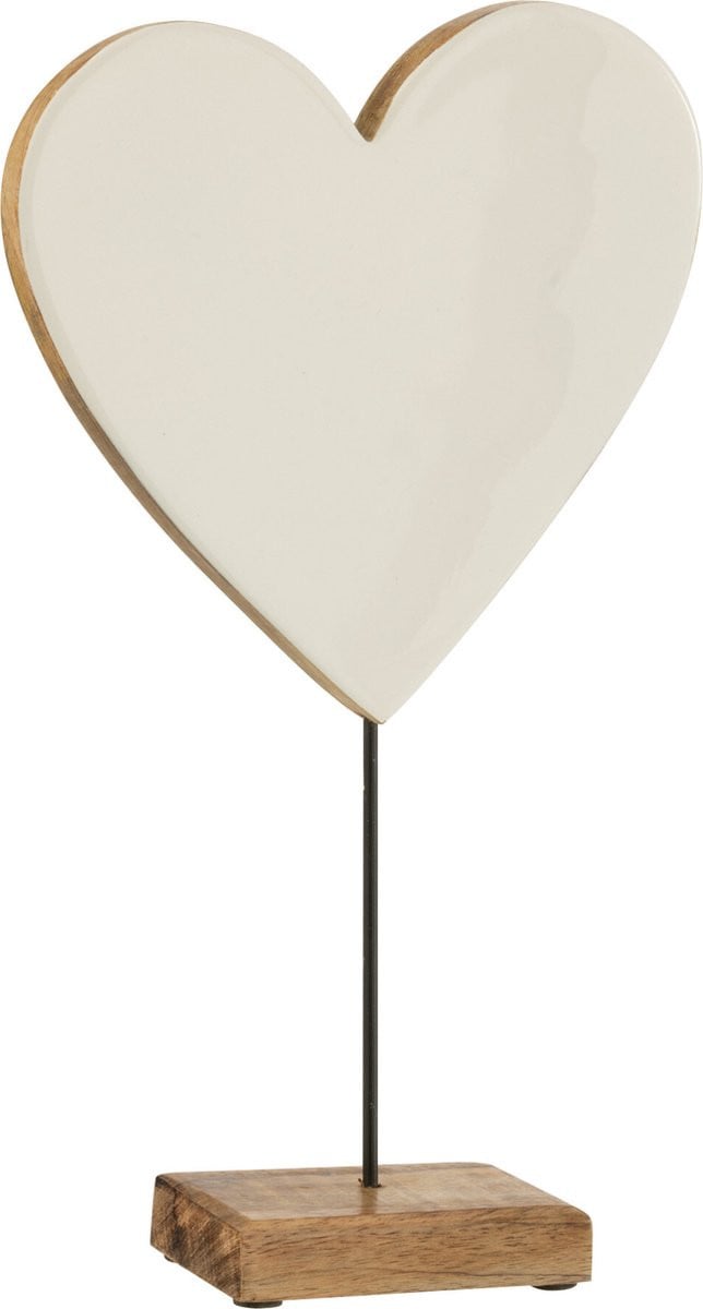 J-Line Decoratie Hart op Voet - Wit - Large