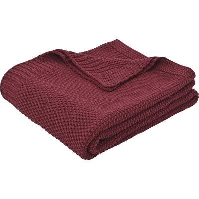 Wohndecke OTTO HOME "Phelon, 1 Stk., 100% Baumwolle, Strick, Tagesdecke, weich/pflegeleicht", rot (bordeaux), B:130cm L:170cm, Baumwolle, Wohndecken, Wohndecke, 100% Baumwolle, Trendiges Strickmuster, 130 × 170 cm, atmungsaktiv