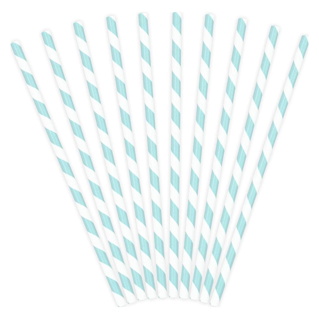 Partydeco Gestreifte Strohhalme Babyblau (10x) (PDSPP1001J)