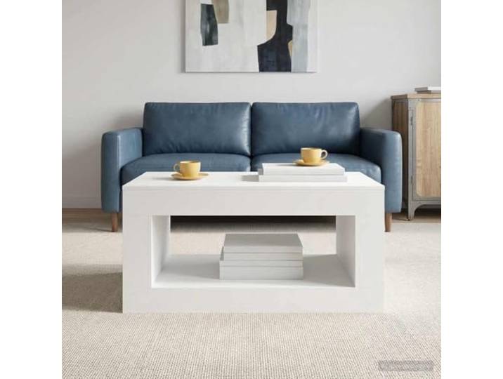 Weißer Couchtisch mit großer Tischplatte, moderner Minimalismus, robuste Vielseitig, einfache Montage, pflegeleicht, elegante Optik, stabiler Stand