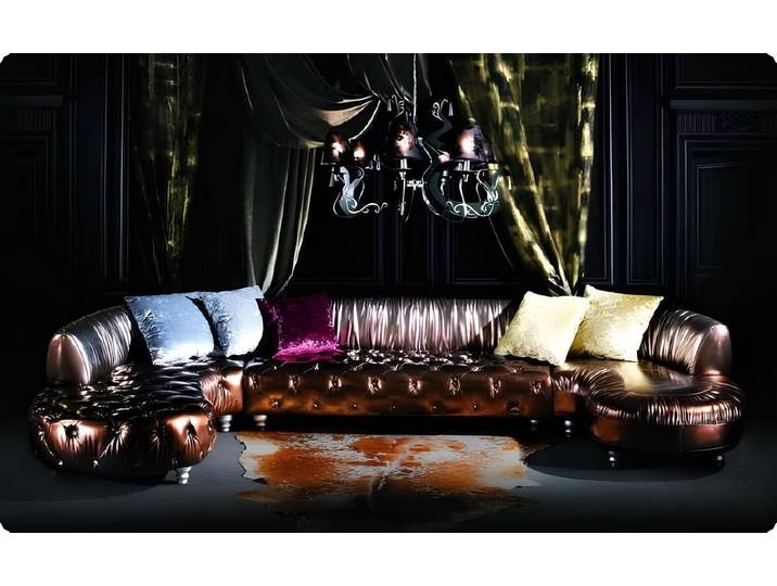 Xlmoebel Chesterfield-Sofa VIP Gold Designer U-Form Couch mit edlem Polster und Glamour, Sofa, Hergestellt in Europa