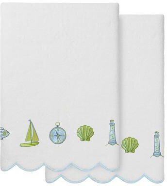 Authentic Hotel and Spa 100% Turkish Cotton SEA JOY Scallop Embellished Towel Collection