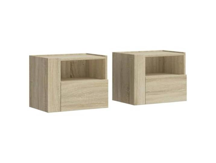 KDVXBCQJH 2er Set Wand-Nachttische Hängend Sonoma-Eiche 45x30x35 cm Schwebendes Design für Schlafzimmer oder Wohnzimmer, schafft freie Bodenfläche und bietet praktische Schubladenablage.