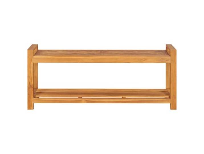 HBBMGYD Sitzbank, 120 cm, massives Teakholz, mit Ablage Massives Teakholz, Lattendesign, rustikale Optik, unteres Regal, innen und außen