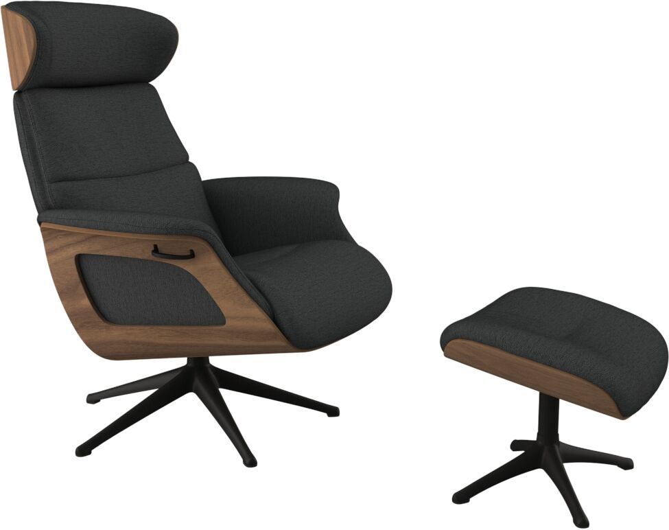 Relaxsessel FLEXLUX "Rücken u. Kopfverstellung, ergonomisch, Airchannels, klasse Komfort", grau (dervit grau), B:83cm H:112cm T:125cm, 100% Polyester, Sessel, Relaxsessel, Rücken- & Kopfteilverstellung, Drehbar, Armlehne Walnuss, Fuß Schwarz