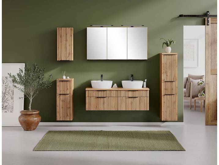 Armoire de toilette éclairé 120cm Beige/Marron