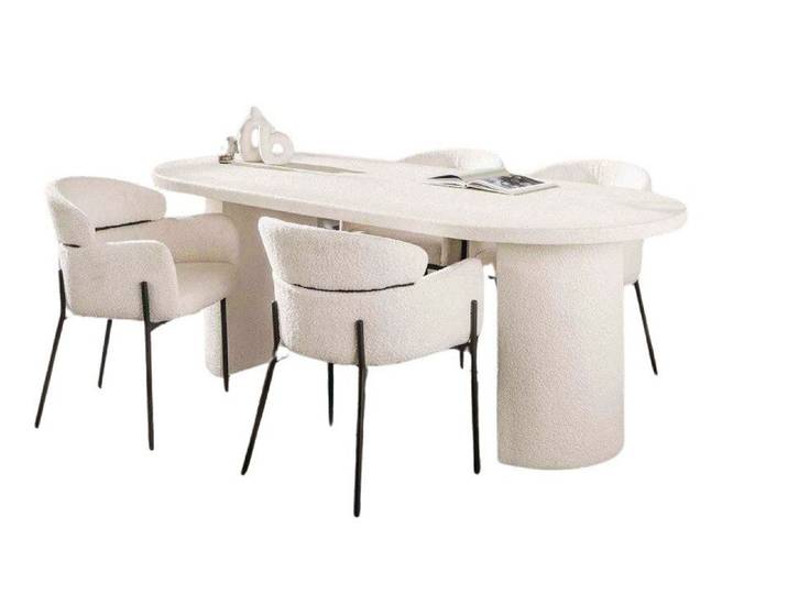 LEVEN Lifestyle Esstisch ASTONE oval aus Marmor Verbundstoff Esszimmertisch 215 x 90 cm