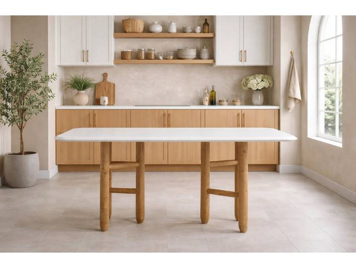 JVmoebel Esstisch Eleganter Esszimmertisch Hochwertiger Holztisch Edle Weiße Platte, Made in Europa
