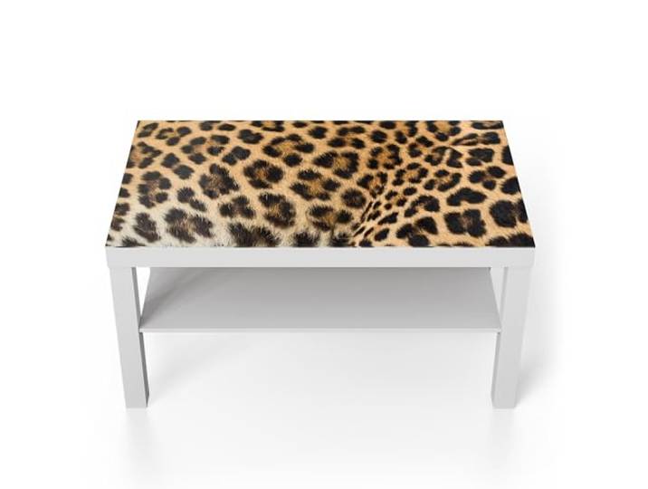 DEQORI Glastisch weiß groß 90x50 cm Motiv Muster der Wildnis ausgefallener Beistelltisch aus Glas Hochglanz Couchtisch fürs Wohnzimmer moderner Couch Tisch mit Design
