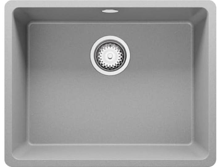 PRIMAGRAN Unterbauspüle ab 60er Unterschrank + Ablauf-Set, 56x44cm Set: Ablauf-Set (Siphon, Ablaufgarnitur, Überlauf) + Spülbecken 1 Becken - Venedig Easy, Grau