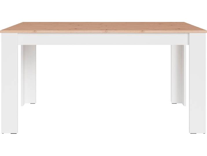Esstisch BYLIVING Nori , weiss (weiß), B:160cm T:90cm, Tische, Esstisch, Küchentisch in Eicheoptik, Gestell wahlweise anthrazit oder weiss