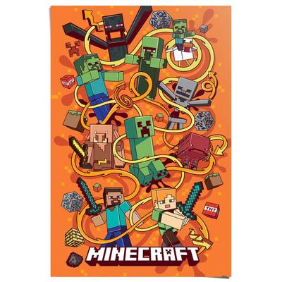 Poster REINDERS "Minecraft - funtage montage", orange (farbe bild(er): orange), B:61cm H:91,5cm T:0,1cm, Bilder, Poster