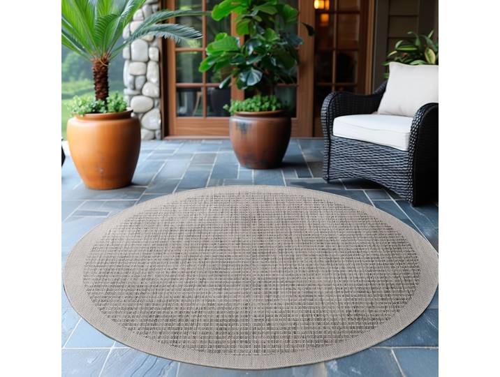 Outdoorteppich AYYILDIZ TEPPICHE GIZA 1410, auch als Läufer und Rund , grau, H:3mm Ø:120cm, Polypropylen, Teppiche, Outdoorteppich, Läufer, In- und Outdoor, Wetterfest, Wasserabweisend, robust