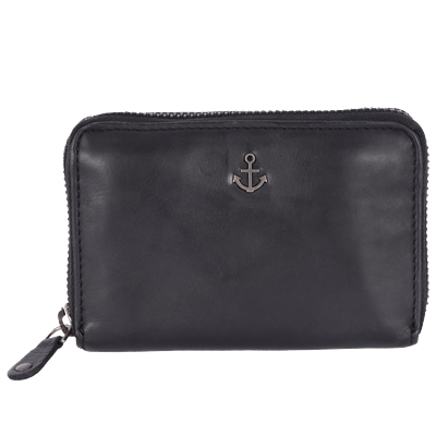Geldbörse HARBOUR 2ND "Seraphina", Damen, grau (ash), Rindsleder, Kleinlederwaren, Wallet Brieftasche Geldbeutel mit charakteristischem Anker-Emblem