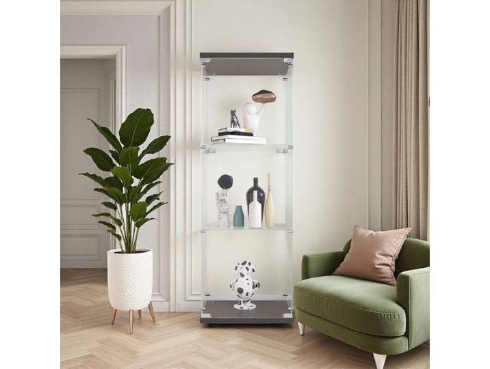 Vitrine pour Collection - Noire - 3 Étagères - Double Verrou - Verre Trempé Sécurisé
