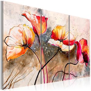 Artgeist Wandbild Mohnblumen im Wind, Leinwand, mehrteilig, 120 x 80 cm