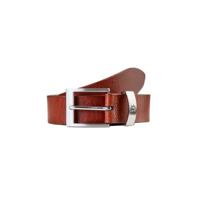 Ledergürtel LERROS "Gürtel mit Metallelementen", Herren, Gr. 105, braun (cognac), Leder, Gürtel Ledergürtel