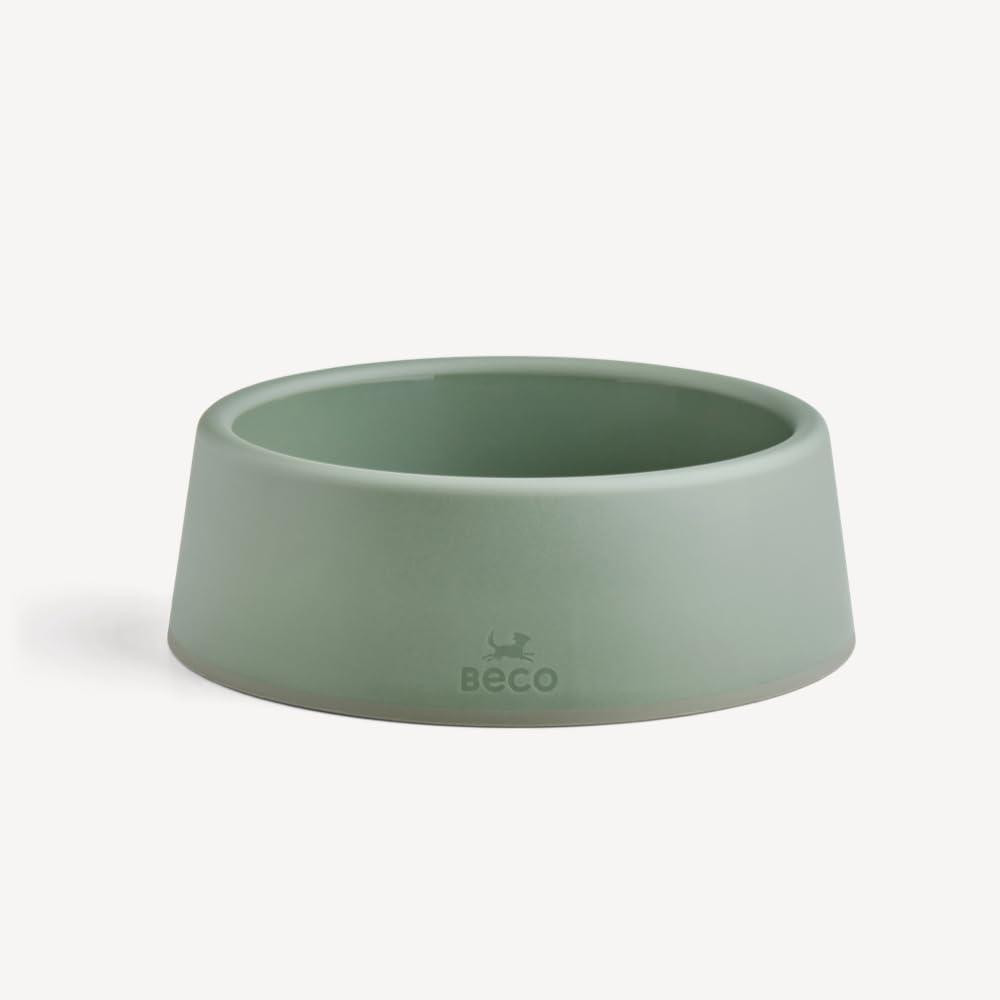 Beco hondenvoerbak van gerecycled plastic met antislip, olijfgroen, groot