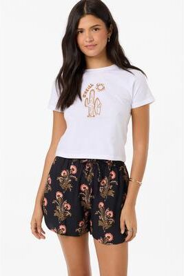 O'Neill s Millie Block Print Floral Beach Shorts in Black, Size XS, Viscose