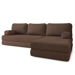 ECKSOFA LEA modulares Boneless Sofa mit Schlaffunktion Braun Boucle-Stoff