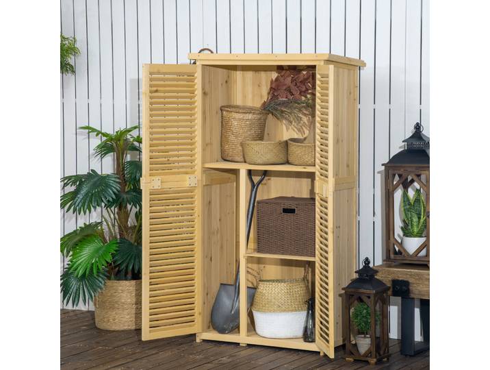 Outsunny Armoire Jardin Bois Étanche 87x47x160cm