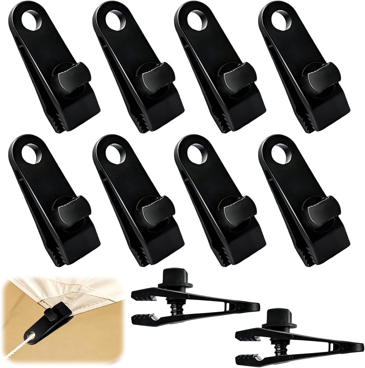 10 stuks Zeilspanners Tarp clips Tentklemmen Zwart