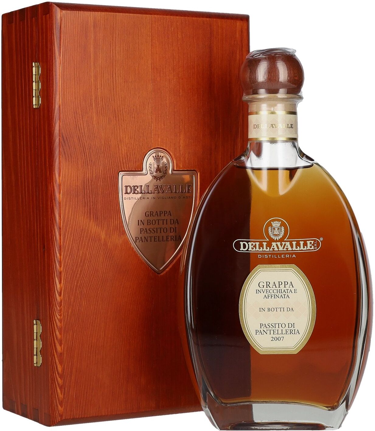 Dellavalle Grappa Affinata in botti da PASSITO DI PANTELLERIA 2007 42% Vol. 0,7l in Holzkiste