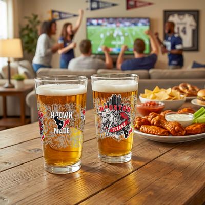 Evergreen Houston Texans 16 oz Pint Glasses, Set of 2 - 16 oz