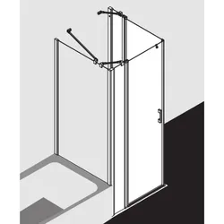 Kermi Liga Eckeinstieg-Hälfte Pendeltür mit Festfeld LIEPL120201AK 120x200cm, silber mattglanz, ESG klar, links, auf Duschwanne