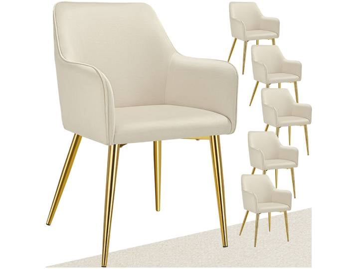 Armlehnstuhl Avane, Samtoptik, gepolstert - beige, 6er Set
