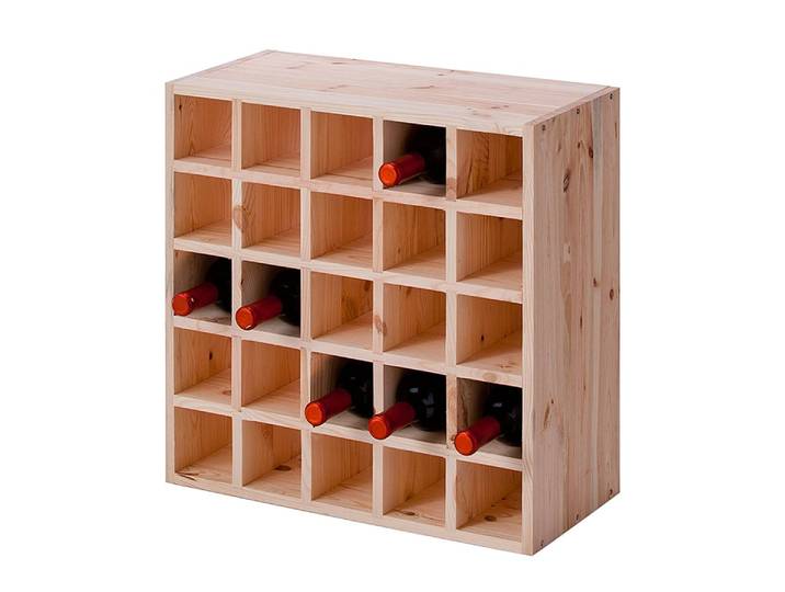 Etagère à vin Bendik III Pin massif non traité Marron 52 x 52 x 25cm