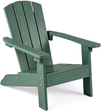 Costway All-Weather HIPS Kid's Adirondack Chair with with High Backrest and Armrests-Green