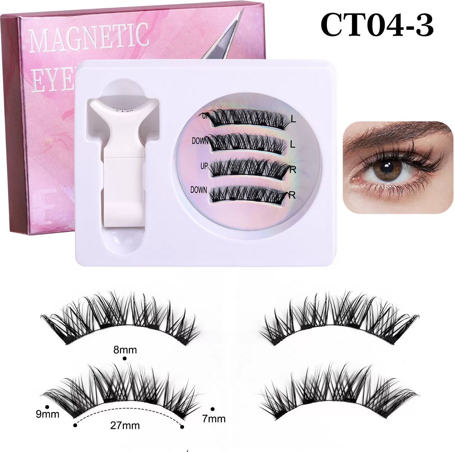 INF Cils magnétiques, faux cils faciles à utiliser avec applicateur Modèle 6