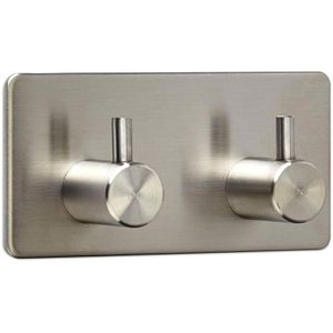 SO-TECH Garderobenleiste Pandora, 120497, silber, aus Edelstahl, 9cm breit, mit 2 Haken, selbstklebend