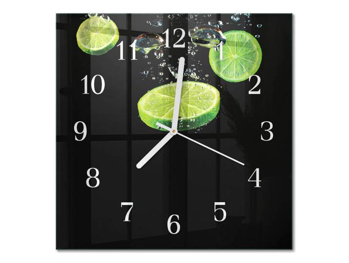 Tulup Wanduhr 30x30 cm - Limes, Grün, Glas, Quadratisch, 30x30x0.4 cm, Dekoration, Uhren, Wanduhren