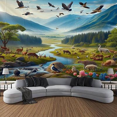 Afrikanische Safari Wildtiere Wandteppich Wanddekoration große Wandteppich Wanddeko Foto Kulisse Decke Vorhang Home Schlafzimmer Wohnzimmer Dekoration